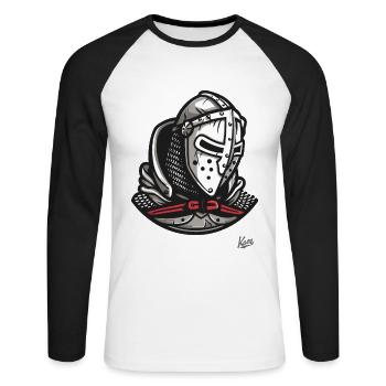 Casques médiévaux des Templiers - T-shirt baseball manches longues Homme - blanc/noir - Devant - Nik (191cm)