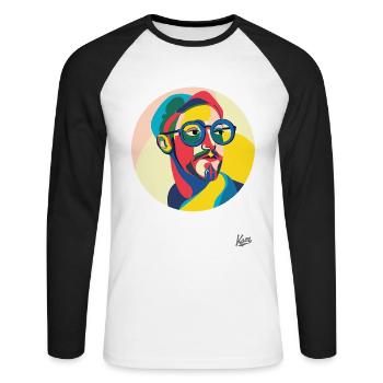 L’art contemporain d’un homme moderne - T-shirt baseball manches longues Homme - blanc/noir - Devant - Nik (191cm)