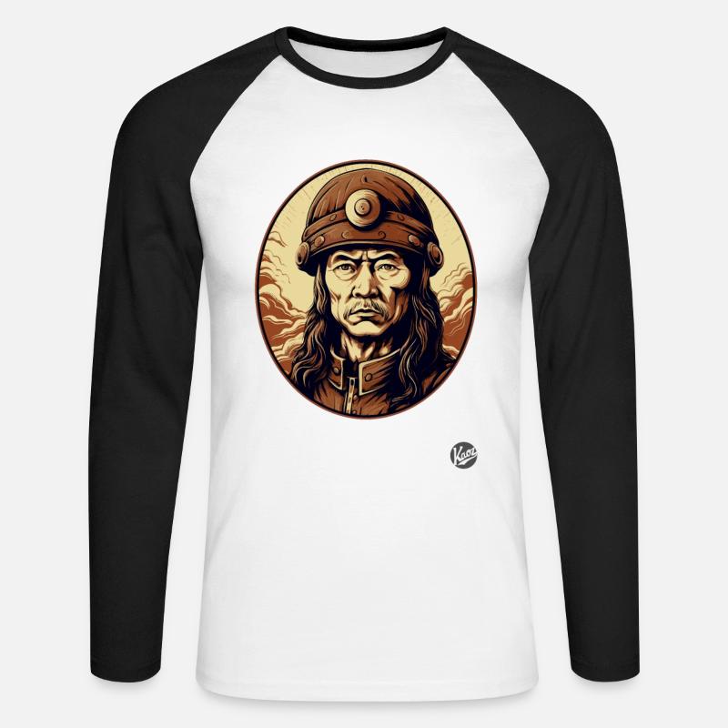 Mongole Kublai Khan: Mongolisches Erbe - Unisex Baseballshirt langarm - Weiß/Schwarz