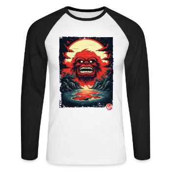 Bienvenue sur l’île des monstres - T-shirt baseball manches longues Homme - blanc/noir - Devant - Nik (191cm)