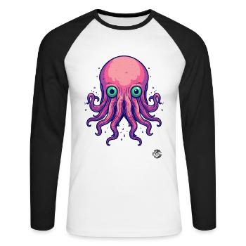 pieuvre de dessin animé coloré pieuvre - T-shirt baseball manches longues Homme - blanc/noir - Devant - Nik (191cm)