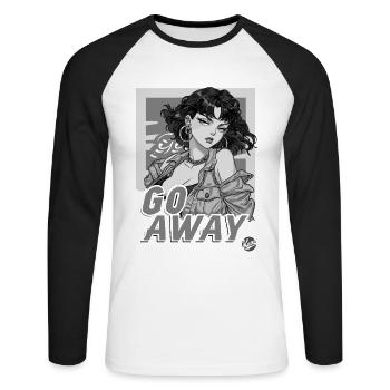 Cool fille de dessin animé calme, va-t’en et va-t’en - T-shirt baseball manches longues Homme - blanc/noir - Devant - Nik (191cm)