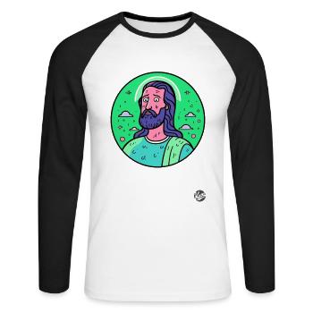 The doubted Saviour Jesus Christ - Unisex Long Sleeve Baseball T-Shirt - white/black - Front - Nik (191cm)