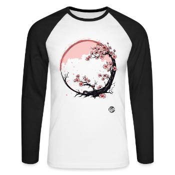 Japanese cherry blossoms - Unisex Long Sleeve Baseball T-Shirt - white/black - Front - Nik (191cm)
