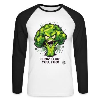 Personne n’aime le brocoli - T-shirt baseball manches longues Homme - blanc/noir - Devant - Nik (191cm)