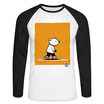 Little polar bear on skates - Unisex Long Sleeve Baseball T-Shirt - white/black - Front - Nik (191cm)