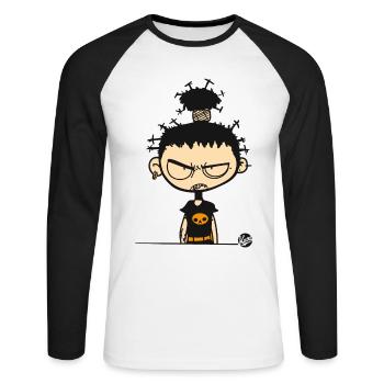 Immer Wütend Lustiger Punk - Unisex Baseballshirt langarm - Weiß/Schwarz - Vorne - Nik (191cm)
