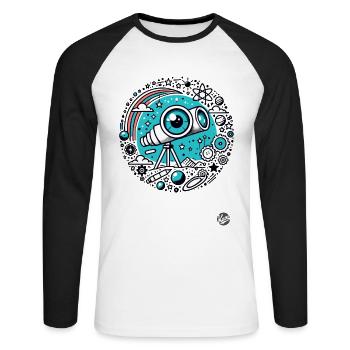 Télescope « Oeil de l’astronomie » - T-shirt baseball manches longues Homme - blanc/noir - Devant - Nik (191cm)