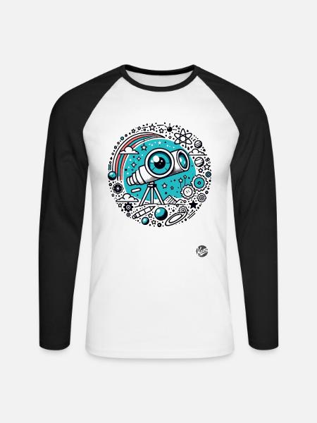 Télescope « Oeil de l’astronomie » - T-shirt baseball manches longues Homme - blanc/noir