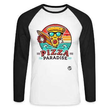 A slice of pizza paradise for surfers - Unisex Long Sleeve Baseball T-Shirt - white/black - Front - Nik (191cm)