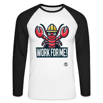 Ouvrier du bâtiment Hummer, travaille pour moi - T-shirt baseball manches longues Homme - blanc/noir - Devant - Nik (191cm)