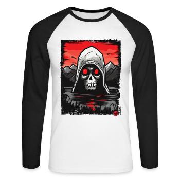 Skull Grim Reaper - Unisex Long Sleeve Baseball T-Shirt - white/black - Front - Nik (191cm)
