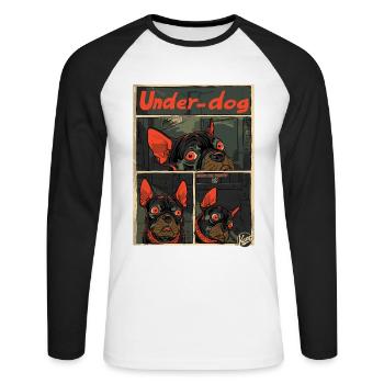 Le bouledogue français outsider - T-shirt baseball manches longues Homme - blanc/noir - Devant - Nik (191cm)