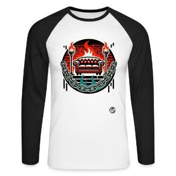 Le canapé - T-shirt baseball manches longues Homme - blanc/noir - Devant - Nik (191cm)