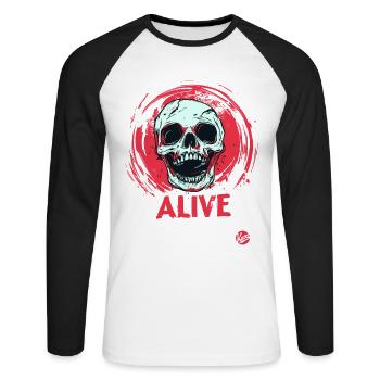 Crâne vivant - T-shirt baseball manches longues Homme - blanc/noir - Devant - Nik (191cm)