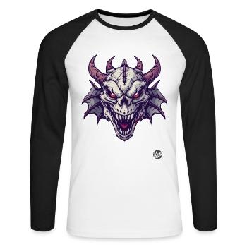The horror of the skull dragon - Unisex Long Sleeve Baseball T-Shirt - white/black - Front - Nik (191cm)