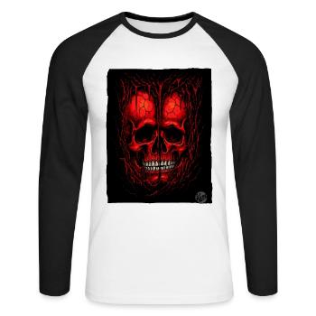 Two red skulls - Unisex Long Sleeve Baseball T-Shirt - white/black - Front - Nik (191cm)