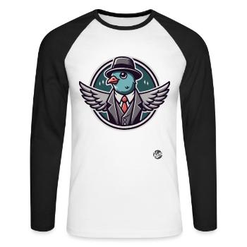 Retro Vintage Gentleman mit Taube - Unisex Baseballshirt langarm - Weiß/Schwarz - Vorne - Nik (191cm)