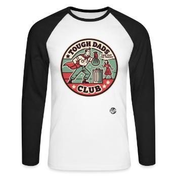Tough Dads Club : Sortir les poubelles - T-shirt baseball manches longues Homme - blanc/noir - Devant - Nik (191cm)