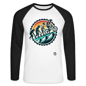 Evolution of the mountain biker, mountain bike - Unisex Long Sleeve Baseball T-Shirt - white/black - Front - Nik (191cm)