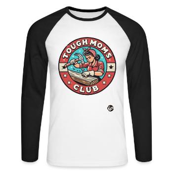 Hammer auf die Nägel, Starke Mütter Club - Unisex Baseballshirt langarm - Weiß/Schwarz - Vorne - Nik (191cm)