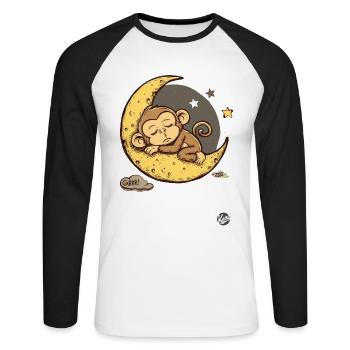 Little sleeping monkey with stars and moon - Unisex Long Sleeve Baseball T-Shirt - white/black - Front - Nik (191cm)