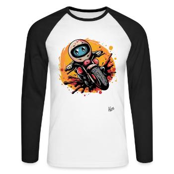 Cute motorcycle comic - Unisex Long Sleeve Baseball T-Shirt - white/black - Front - Nik (191cm)