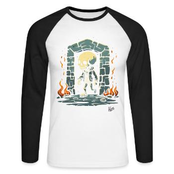 Skeleton Dungeon Showtime - Unisex Long Sleeve Baseball T-Shirt - white/black - Front - Nik (191cm)