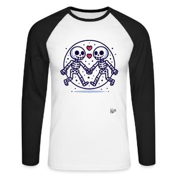 Two skeletons in love - Unisex Long Sleeve Baseball T-Shirt - white/black - Front - Nik (191cm)