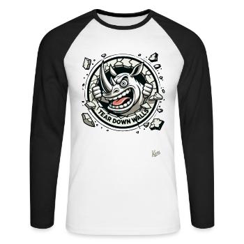 Break and tear down the walls, wild rhinoceros - Unisex Long Sleeve Baseball T-Shirt - white/black - Front - Nik (191cm)