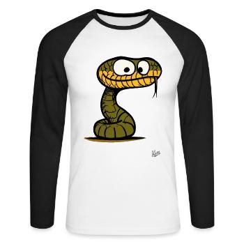 Stupid looking funny snake - Unisex Long Sleeve Baseball T-Shirt - white/black - Front - Nik (191cm)