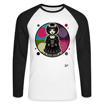 Fille Cool Punk Emo - T-shirt baseball manches longues Homme - blanc/noir - Devant - Nik (191cm)