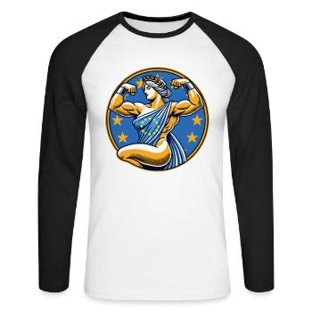 Une Europe forte et belle - T-shirt baseball manches longues Homme - blanc/noir - Devant - Nik (191cm)