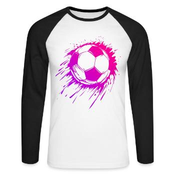 Pink Fußball Frauenfußball Mädchen Fußball - Unisex Baseballshirt langarm - Weiß/Schwarz - Vorne - Nik (191cm)