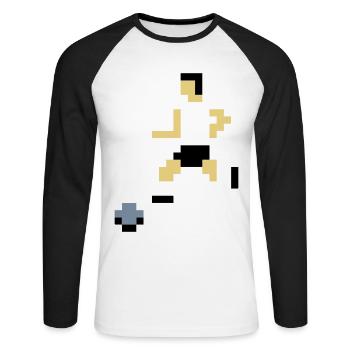 Pixel Kicker - T-shirt baseball manches longues Homme - blanc/noir - Devant - Nik (191cm)