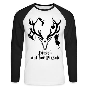 Hirsch 1c à l'affût - T-shirt baseball manches longues Homme - blanc/noir - Devant - Nik (191cm)