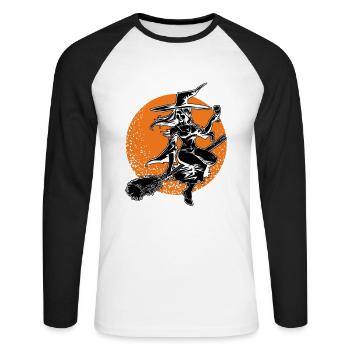 Drink Up Witches Halloween Party Shirt Gift - Unisex Long Sleeve Baseball T-Shirt - white/black - Front - Nik (191cm)