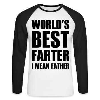 World's best Farter - I mean Father - Unisex Baseballshirt langarm - Weiß/Schwarz - Vorne - Nik (191cm)