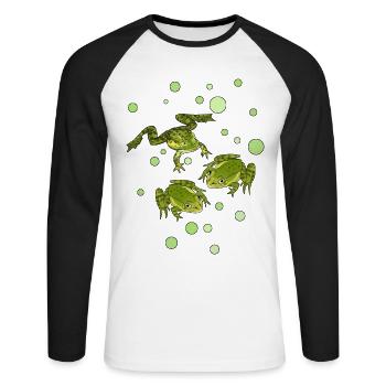 Grenouille - T-shirt baseball manches longues Homme - blanc/noir - Devant - Nik (191cm)