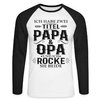 Opa Geschenk - Unisex Baseballshirt langarm - Weiß/Schwarz - Vorne - Nik (191cm)