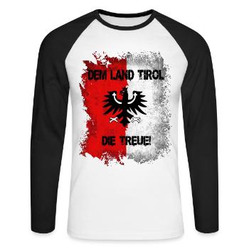 Fidélité au Land du Tyrol - T-shirt baseball manches longues Homme - blanc/noir - Devant - Nik (191cm)