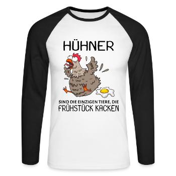 Landwirt Landwirte Huhn Hühner - lustiger Spruch - Unisex Baseballshirt langarm - Weiß/Schwarz - Vorne - Nik (191cm)