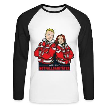 Wir sind Notfallsanitäter - Unisex Baseballshirt langarm - Weiß/Schwarz - Vorne - Nik (191cm)