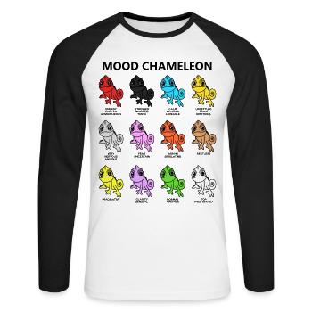 mood chameleon Quote Graphic - Unisex Long Sleeve Baseball T-Shirt - white/black - Front - Nik (191cm)