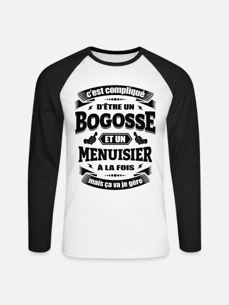 BOGOSSE ET MENUISIER - T-shirt baseball manches longues Homme - blanc/noir