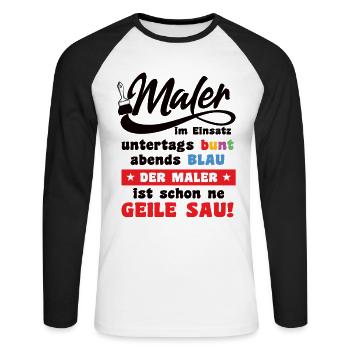 Maler Lackierer Geschenk Geburtstag lustig Spruch - Unisex Baseballshirt langarm - Weiß/Schwarz - Vorne - Nik (191cm)
