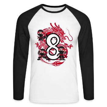 8ème anniversaire Garçon 8 ans Ninja Dragon Costume - T-shirt baseball manches longues Homme - blanc/noir - Devant - Nik (191cm)