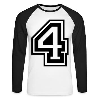 4 Numéro de numéro - T-shirt baseball manches longues Homme - blanc/noir - Devant - Nik (191cm)