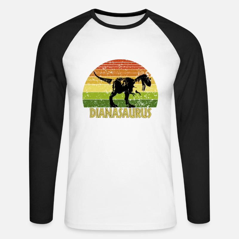 Dianasaurus Diana saurus dinosaur - Unisex Baseballshirt langarm - Weiß/Schwarz