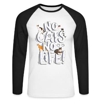 No cats no life cats Valentine's Day - Unisex Long Sleeve Baseball T-Shirt - white/black - Front - Nik (191cm)